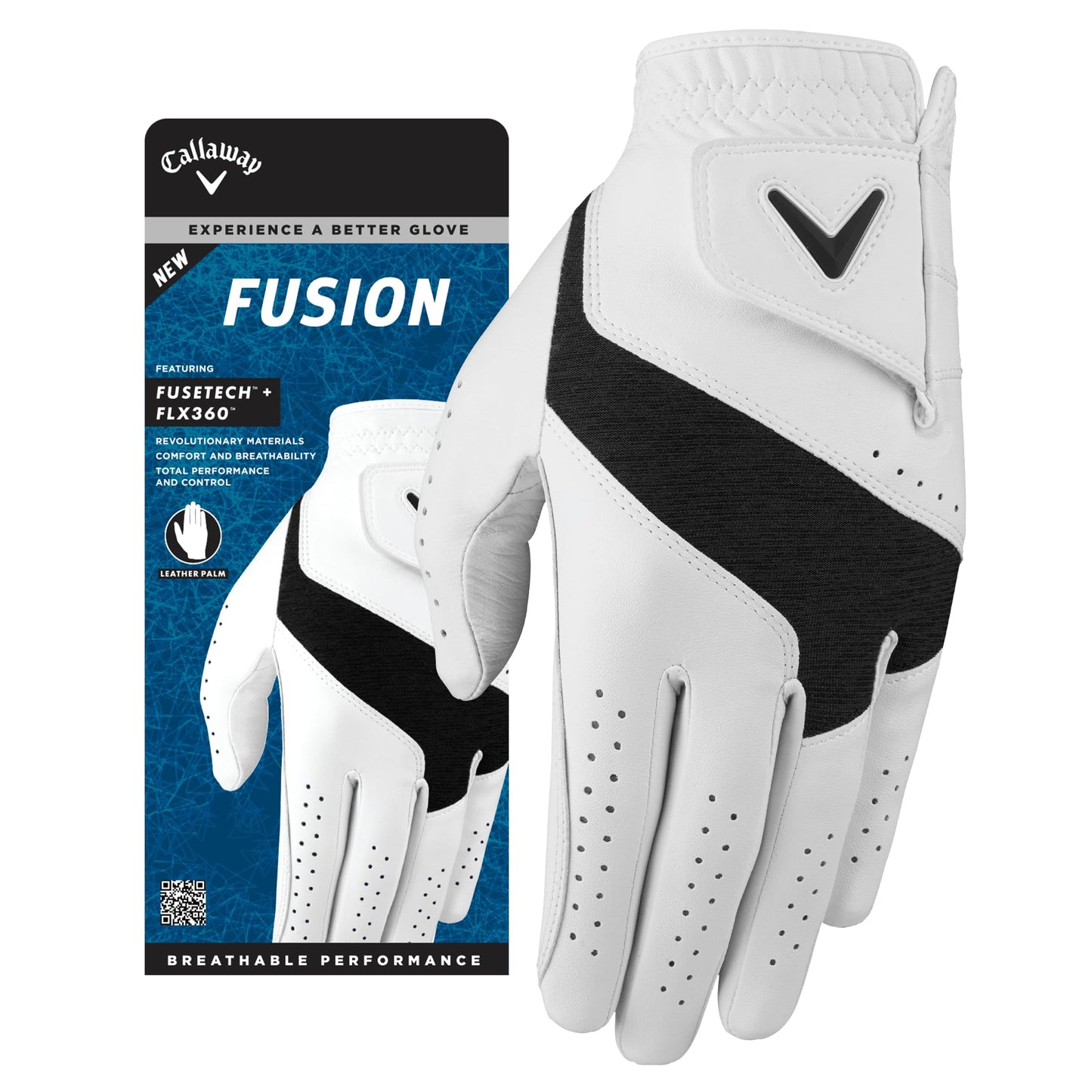 Callaway Golf Fusion Golf Glove (Worn on Left Hand Cadet (Short Fingers) Medium White/Charcoal)
