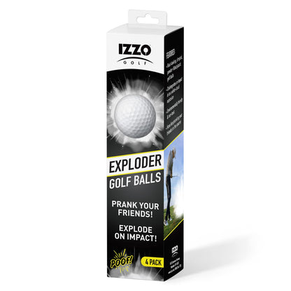 IZZO Golf Exploder Prank Golf Balls 4-Pack - Golf Joke Ball Novelty Plastic Exploding Ball with Safe White Powder