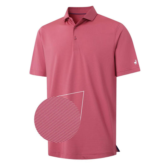 MICHEL ROUEN Golf Shirts for Men Short Sleeve Lightweight Quick Dry Pin Striped Casual Collared Polo Shirts