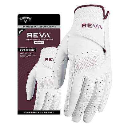 Callaway Golf REVA Womens Golf Glove (Worn on Left Hand Large White/Eggplant)